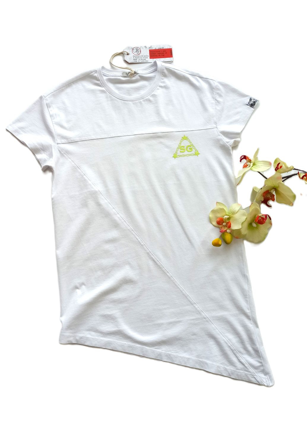 Белая демисезонная футболка удлиненная для парня sg5661 белый асимметричный низ (146 см) Street Gang