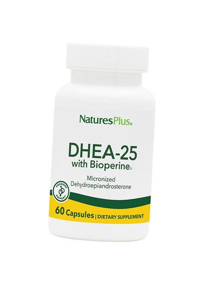 Дегидроэпиандростерон с биоперином, DHEA-25 with Bioperine, 60капс (72375010) Nature's Plus (322723005)