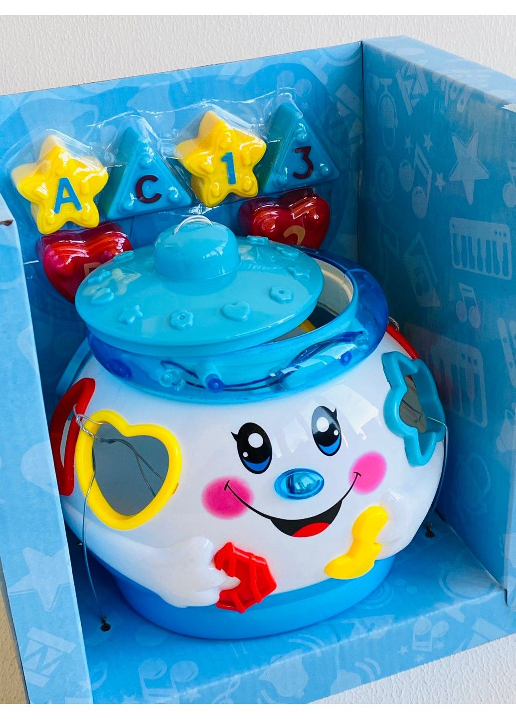 Гра музичний горщик, сортер, їздить, фігурки 6 шт., 3 кольори, муз. (укр.), світло Limo Toy (314961806)