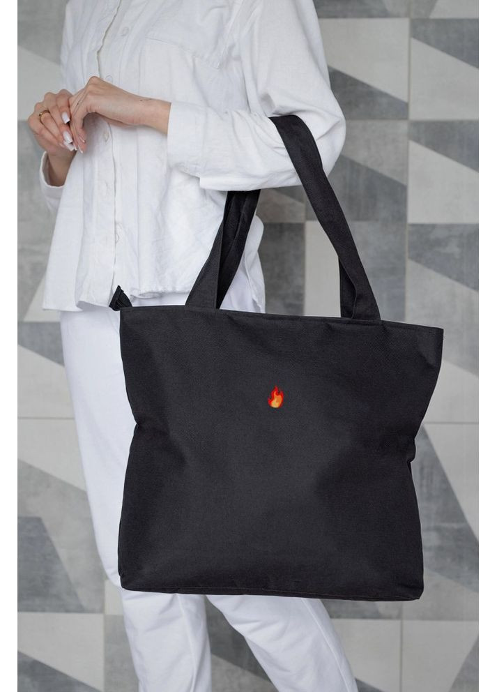 Женская сумка эко-шопер тканевая с принтом Fire Black Without (353707080)