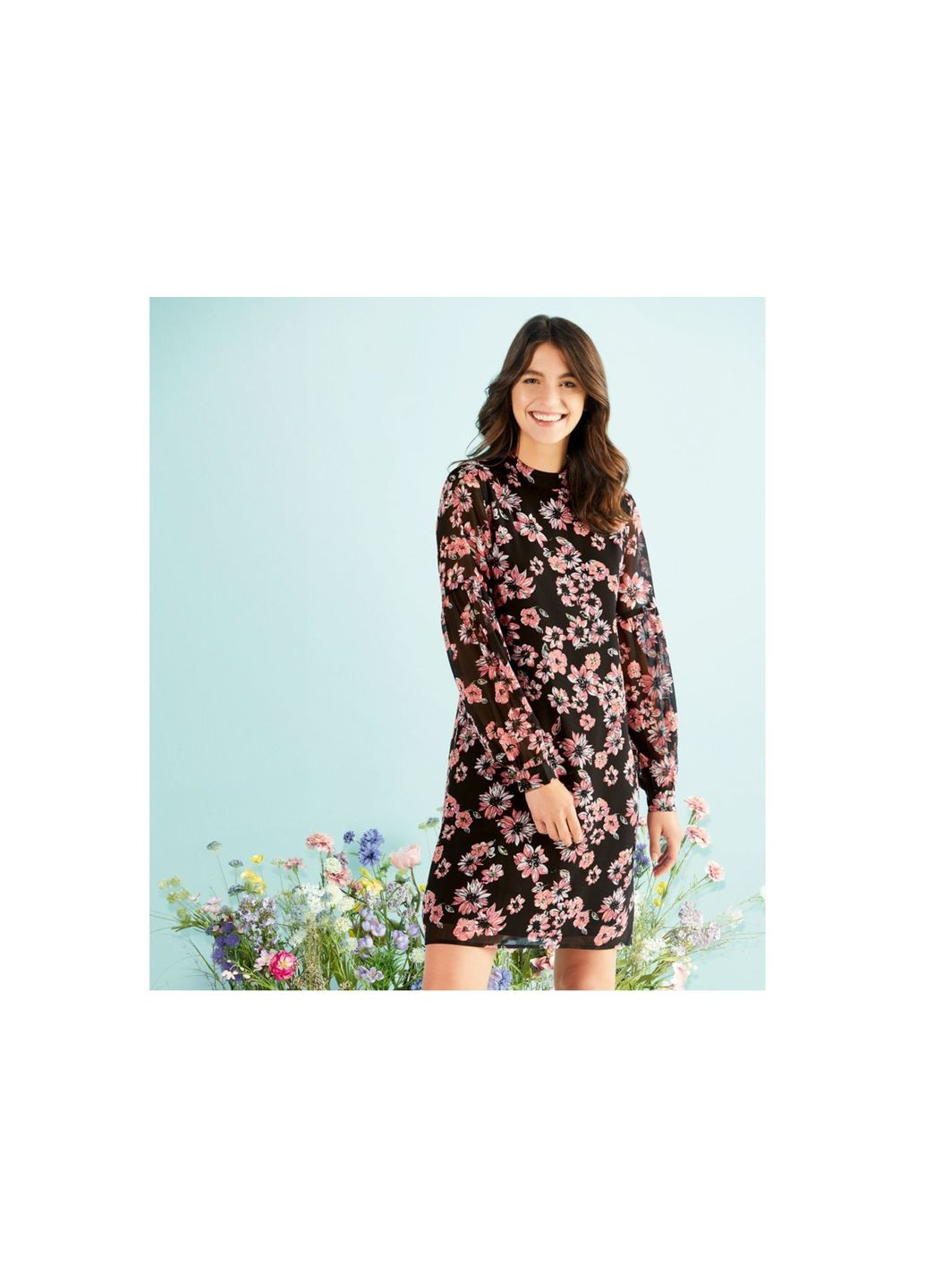 Комбінована повсякденний сукня шифонове на підкладці для жінки lycra® 318770 36(s) різнобарвний кльош Esmara з квітковим принтом