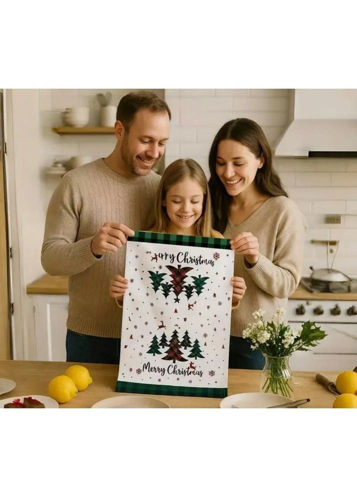 Рушники подарунковий набір кухонних рушників 5шту Новий рік Різдво Merry Christmas 30х36см No Brand білий