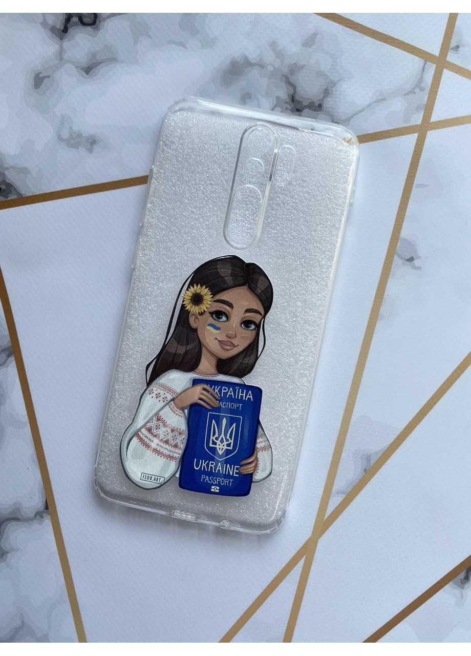 Прозорий чохол для Xiaomi Redmi Note 8 Pro з патріотичним дизайном "Дівчина з паспортом" принт 12 Creative (359487260)