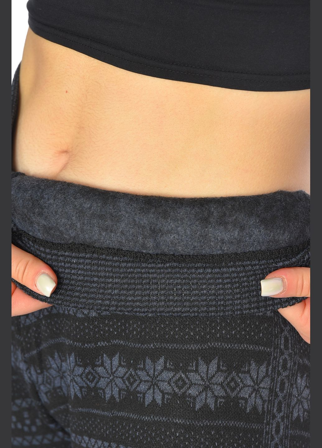 Лосини жіночі напівбатальні на флісі чорного кольору з малюнком Let's Shop (304609742)