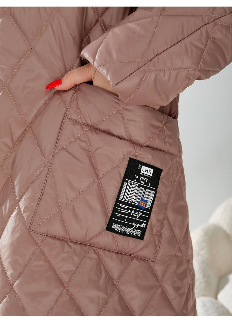 Темно-бежевая демисезонная женская демисезонная батальная куртка удлиненная на молнии No Brand