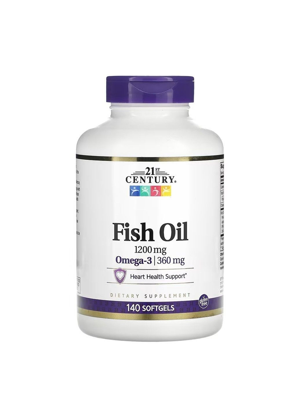 Omega 3, рыбий жир, 1200 мг, 140 капсул 21st Century (367115663)
