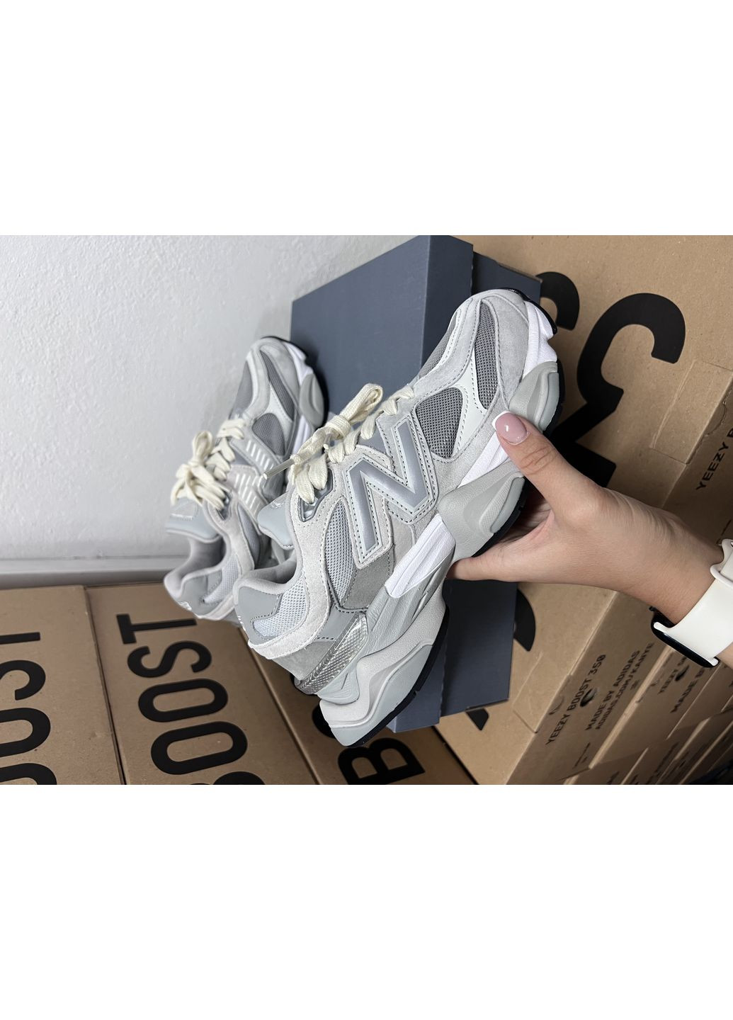 Серые демисезонные кроссовки мужские new balance 9060 shadow grey v2 нью беланс 9060 No Brand