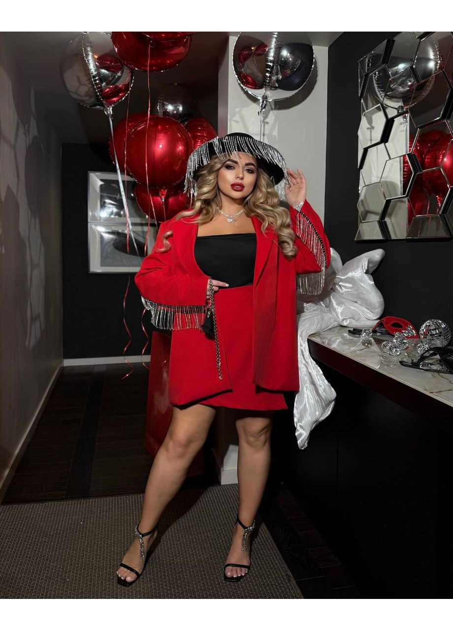 Костюм 3-ка: пиджак + шорты + топ из креп костюма и дайвинга | ЗАМЕР В ОПИСАНИИ DK/DL Мода без кордонів (370682787)