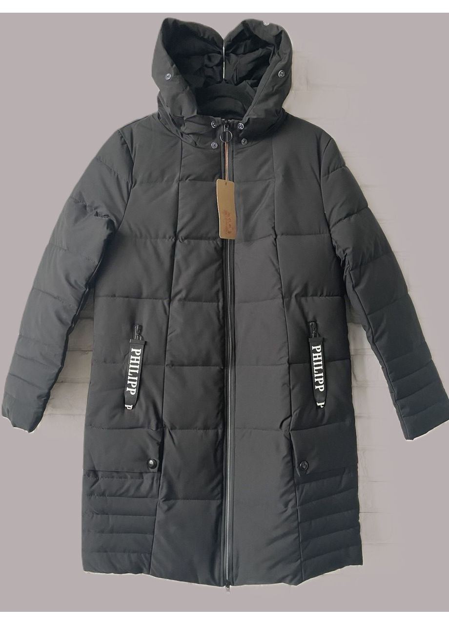 Чорне Пальто пуховик жіноче подовжене No Brand