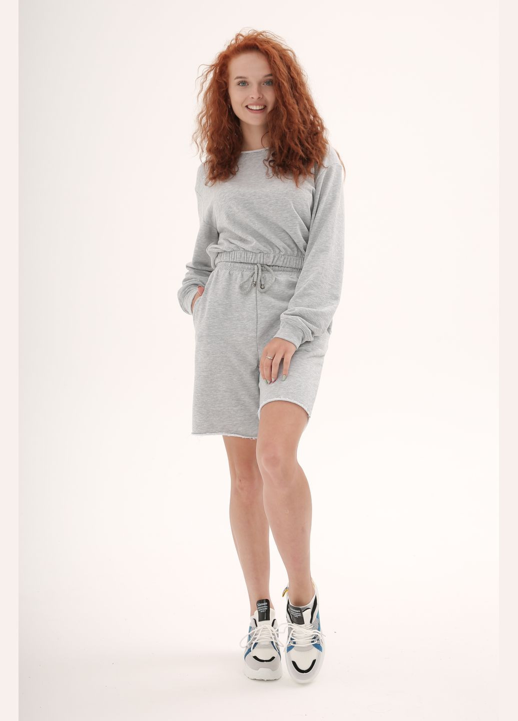 Практичный костюм свободного кроя с шортами на высокой талии InFashion Костюм (321978416)