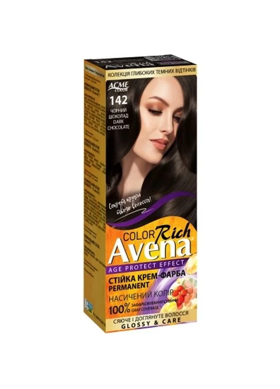 Фарба для волосся Avena Rich Color Стійка 142 - Чорний шоколад (4823115502674) Acme Color (398420039)
