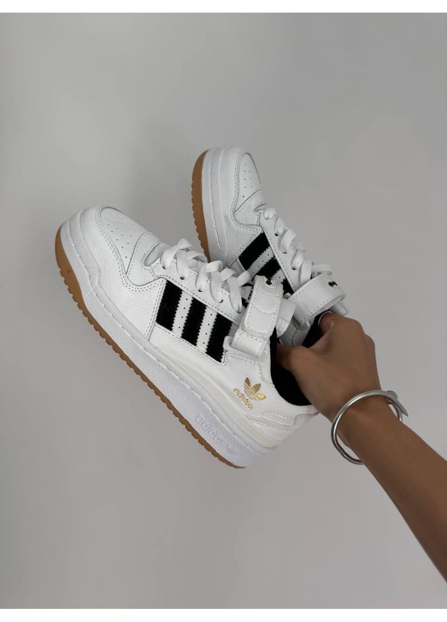 КРОССОВКИ ЖЕНСКИЕ ADIDAS FORUM WHITE / BLACK GUM АДИДАС ФОРУМ No Brand чёрные демисезоны (367168356)
