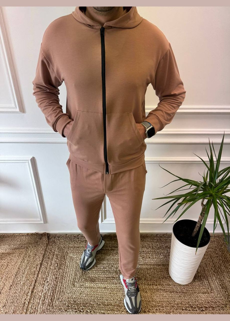 Кавовий костюм на блискавці No Brand