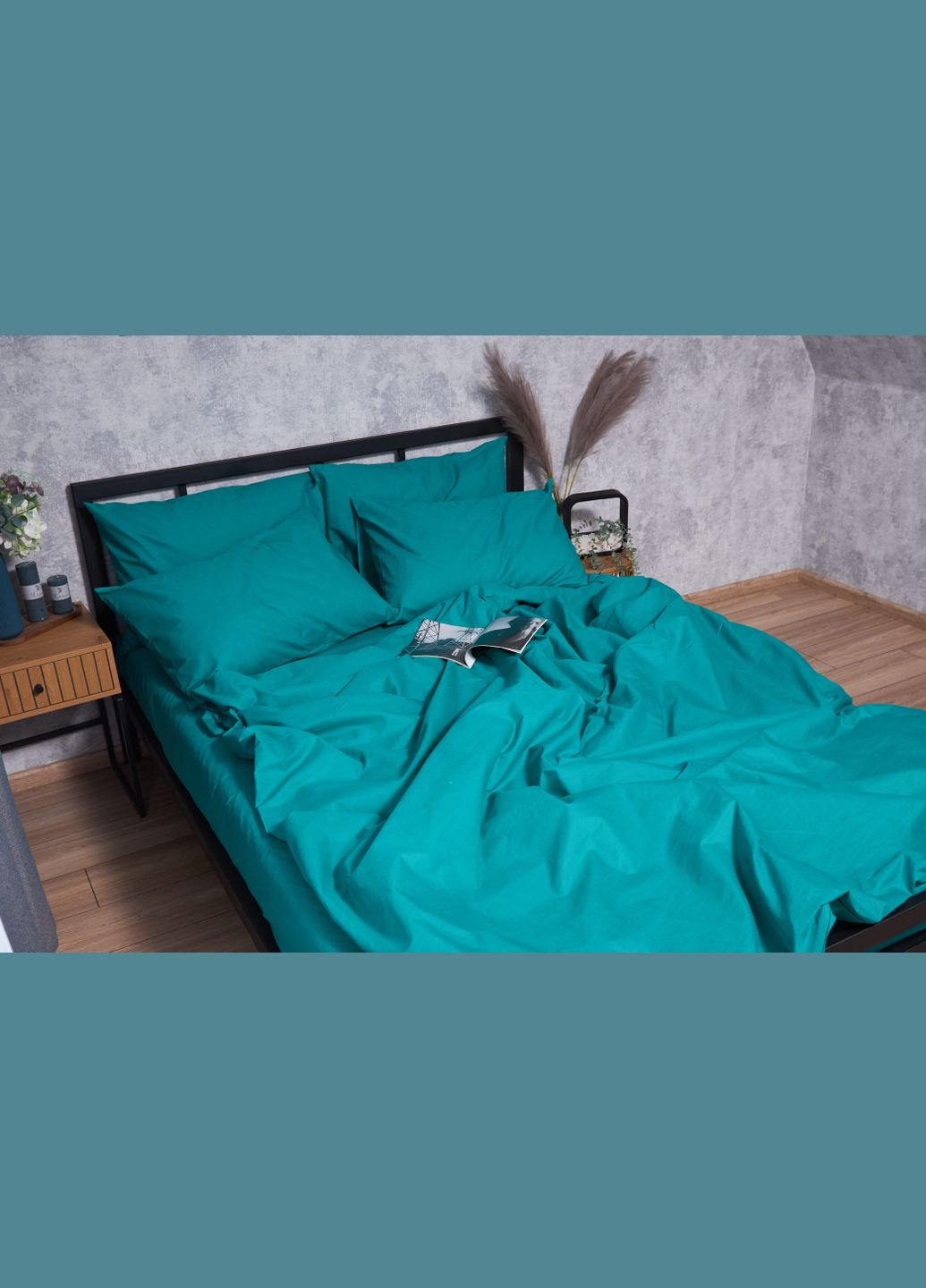 Комплект постільної білизни Бязь Gold Люкс «» євро 200х220 наволочки 2х40х60 (MS-820001608) Moon&Star Green Deep (285717785)