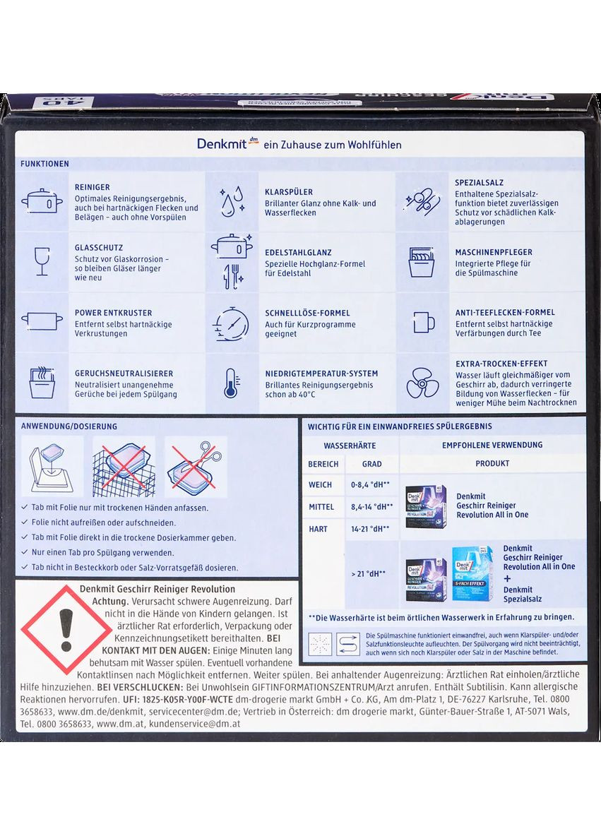 Таблетки для миття посуду в посудомийній машині, Multi-Power (40 штук) Denkmit (331787015)