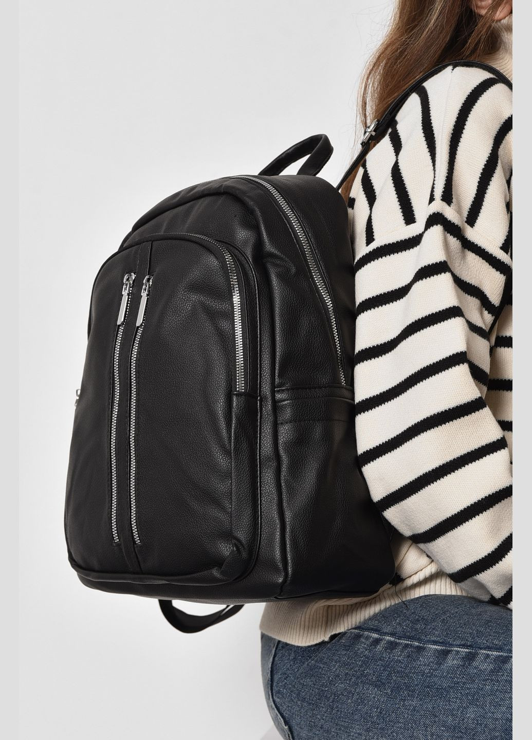 Жіночий рюкзак з екошкіри чорного кольору Let's Shop (278761319)