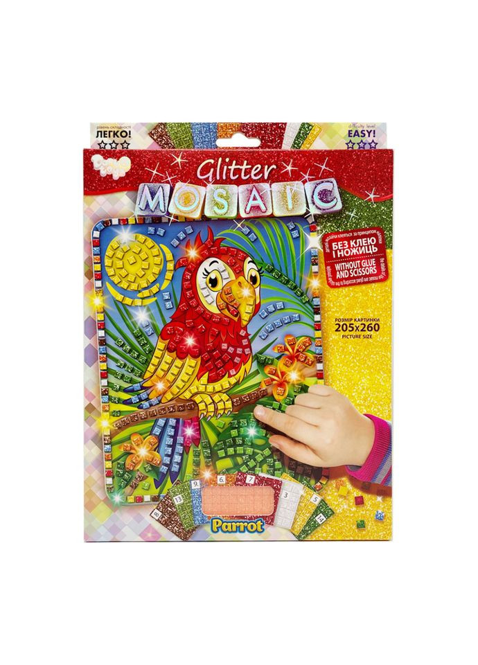 Креативна творчість "Блискуча мозаїка: Parrot" БМ-02-06, 20.6х26 см Danko Toys (329885023)