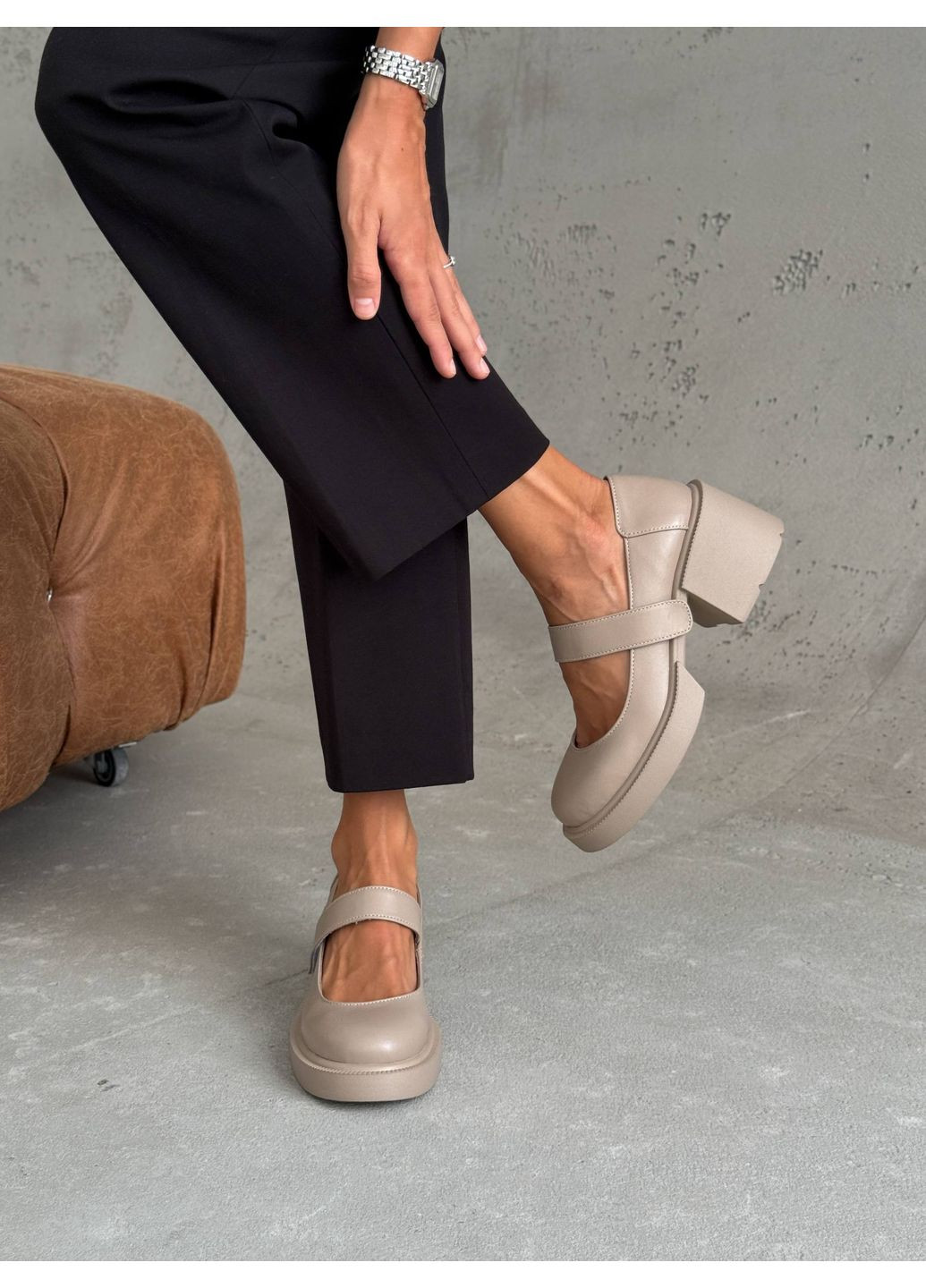 No Brand Стильные женские туфли бежевый з натуральная кожа, — демисезон (354816567)