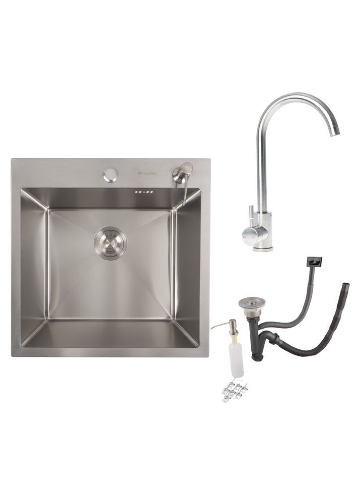 Кухонный комплект: Мойка Handmade (50x50 см) нержавейка ДЕКОР + Смеситель 56 NESP Valeso (353747300)