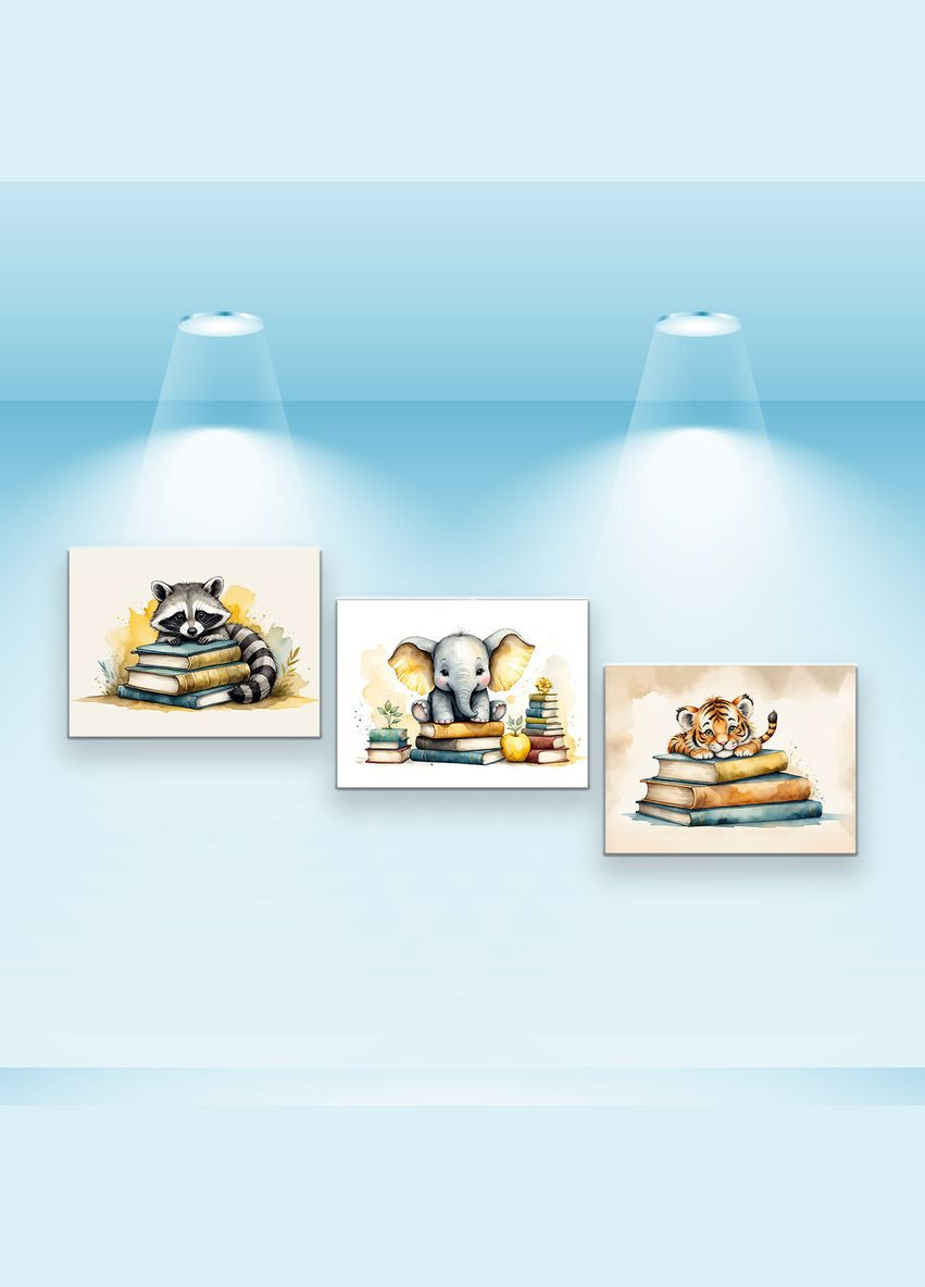 Набір постерів Кмітливі звірята (PS-096) 3 шт в наборі Riviera Blanca (303135757)