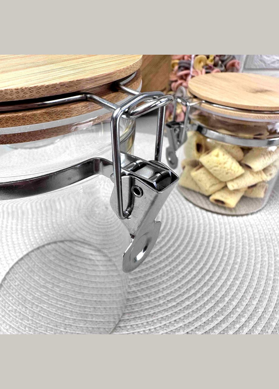 Высокая банка для сыпучих продуктов 1.1л с бамбуковой крышкой на защёлке Hell (303213118)