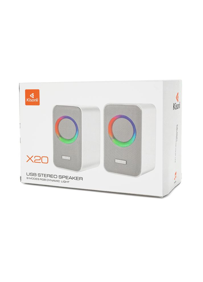Колонки X20BT, 2x10W, USB/RGB light/BT, DC: 5V/1-2A, Black, BOX, Q15 Kisonli (315350378)