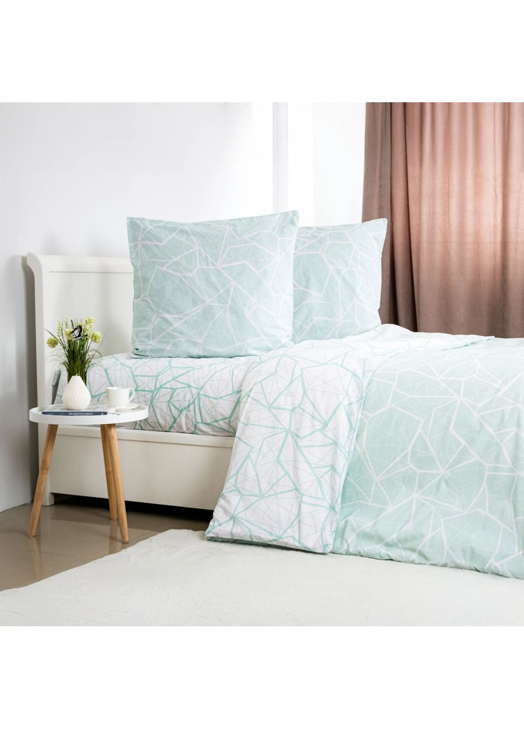 Комплект постільної білизни сімейний з наволочками 70*70 см, 115 гр/м2 Marble М‘ятний (14500150215) ТЕП (364100045)