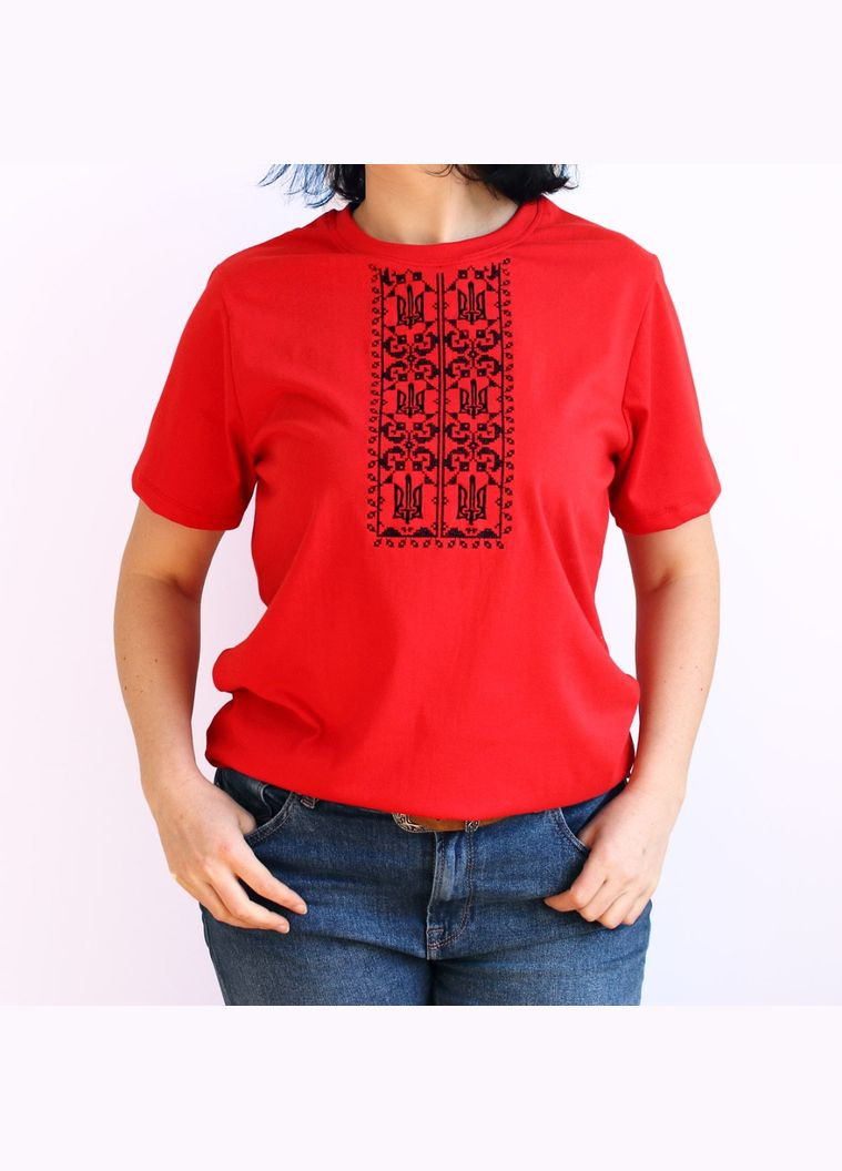 Стильная вышитая футболка с трезубями Ladan - (301026483)