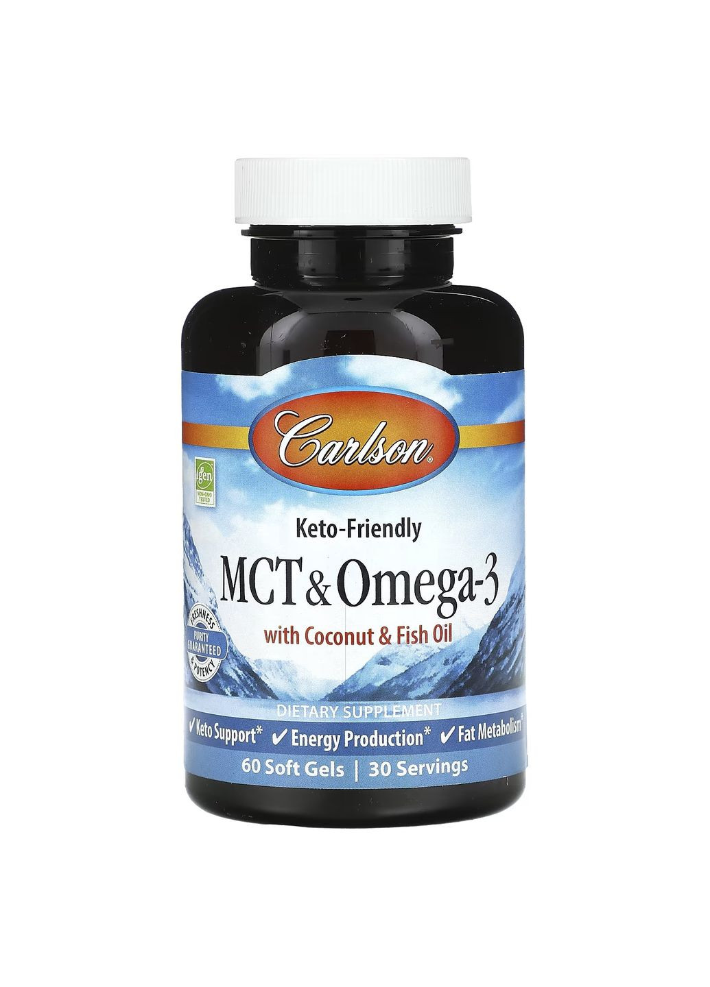 МСТ и Омега-3 Carlson MCT & Omega-3 With Coconut & Fish Oil, 60 Soft Gels Carlson Labs (291848506)