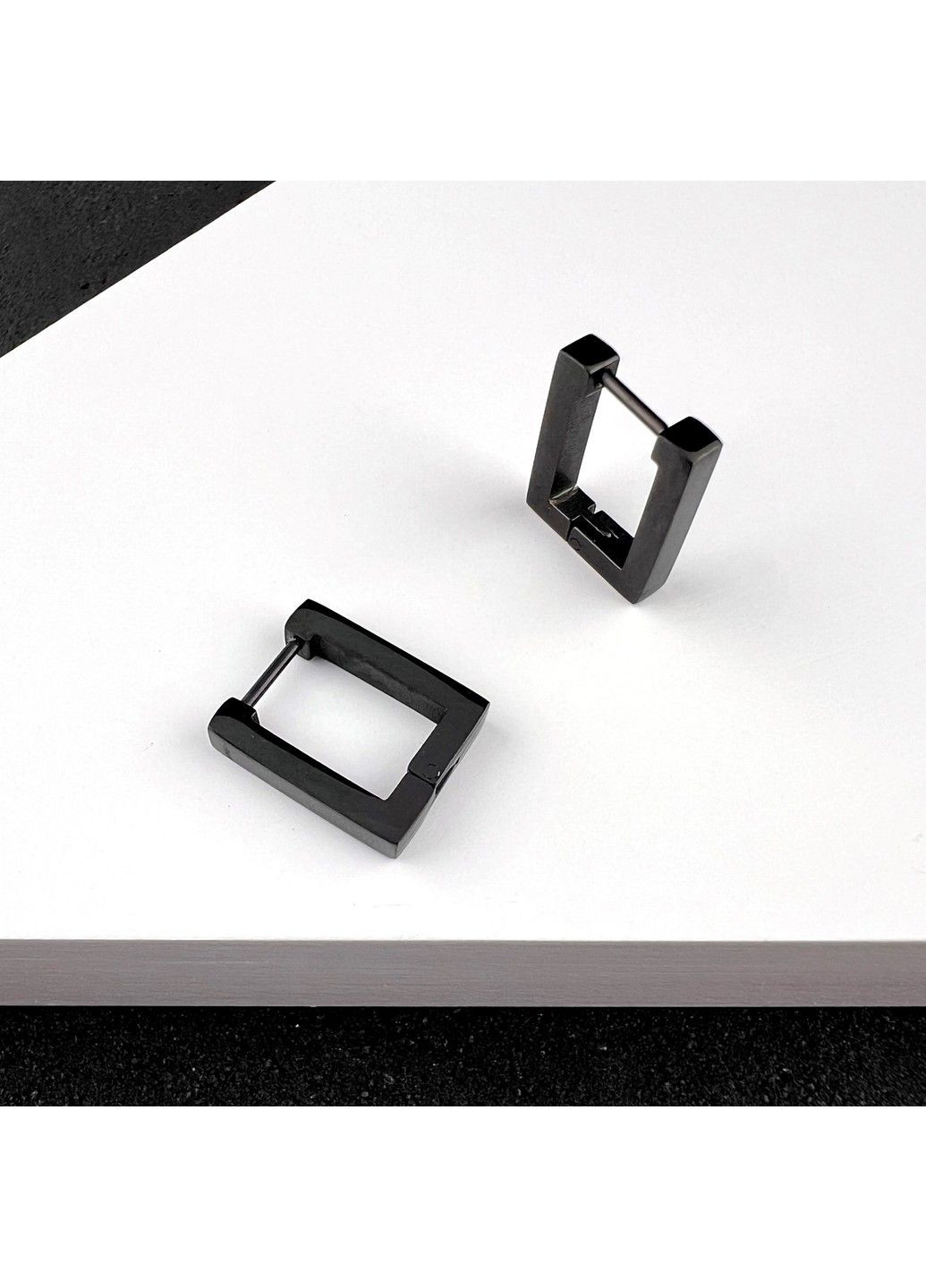 Сережки з емаллю із медичної сталі прямокутної форми ES-306 No Brand (299330548)