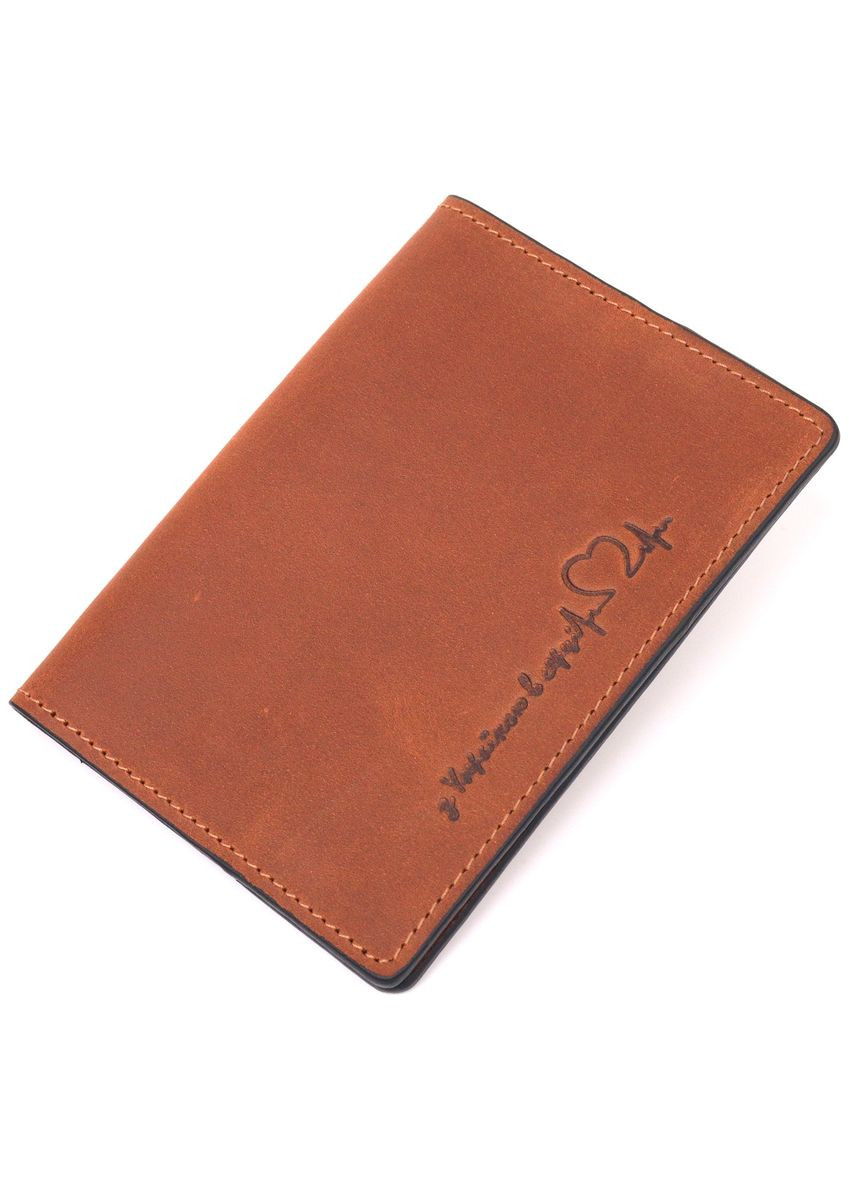 Эксклюзивная обложка на паспорт из винтажной кожи Сердце светло-коричневая 16726 Grande Pelle (362418404)