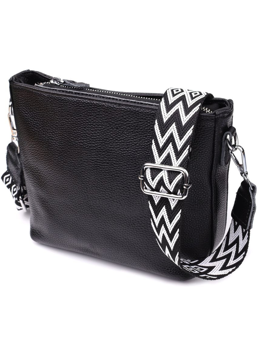 Зручна жіноча сумка на плече з якісної натуральної шкіри 22914 Чорний Vintage (361679888)