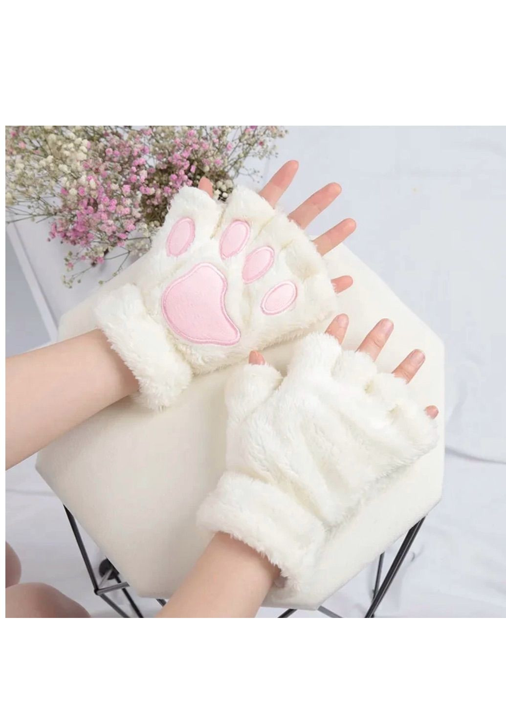 Мітенки без пальців хутряні "Кошичі Лапки" (кішка, квадробіка) No Brand Рукавиці (301941602)