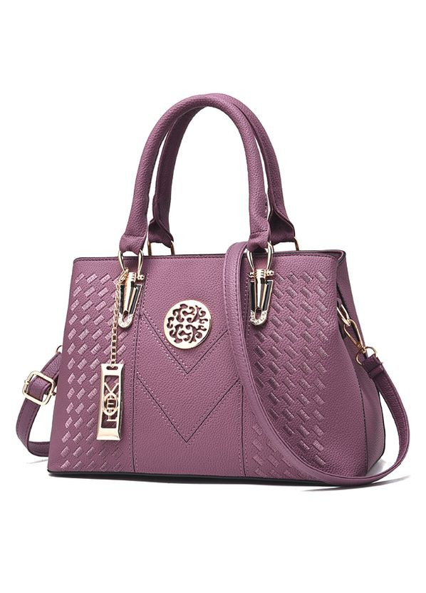 Жіноча сумка на плече еко-шкіра сірого кольору класична з брелоком ProDobro (363136265)