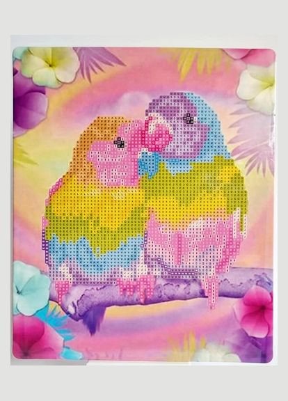 Алмазна вишивка тварини мозаїка круглим камінням Пара папуг 20*25 Картини стразами Часткова викладка Алмазна мозаїка (362711788)