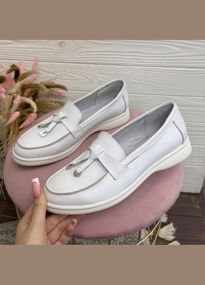 Vasha para Лофери жіночі білі. Натуральна шкіра флотар. 38 розмір білий з, україна — демісезон (342324979)