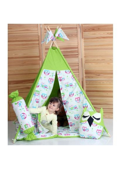 Вигвам комплект Совы салатовый с подушками - Большой 150*150 см No Brand (313101893)