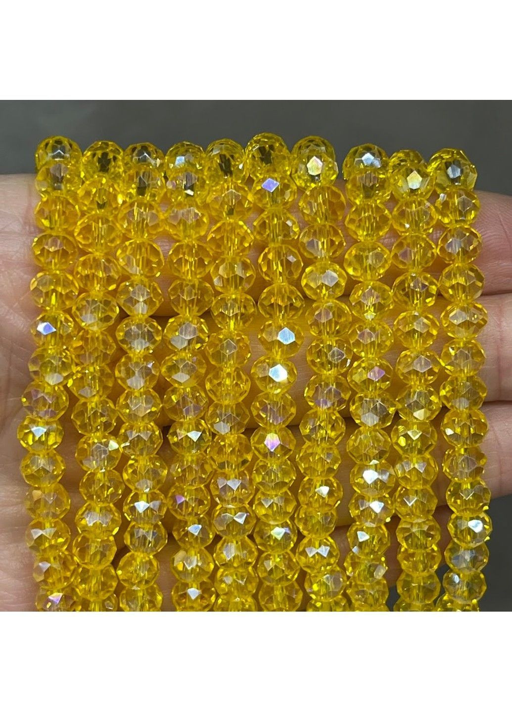 Бусина Рондель 6*4 мм, цвет-желтый АВ, арт 019157, 1-нить ≈75-80 шт No Brand (362669630)