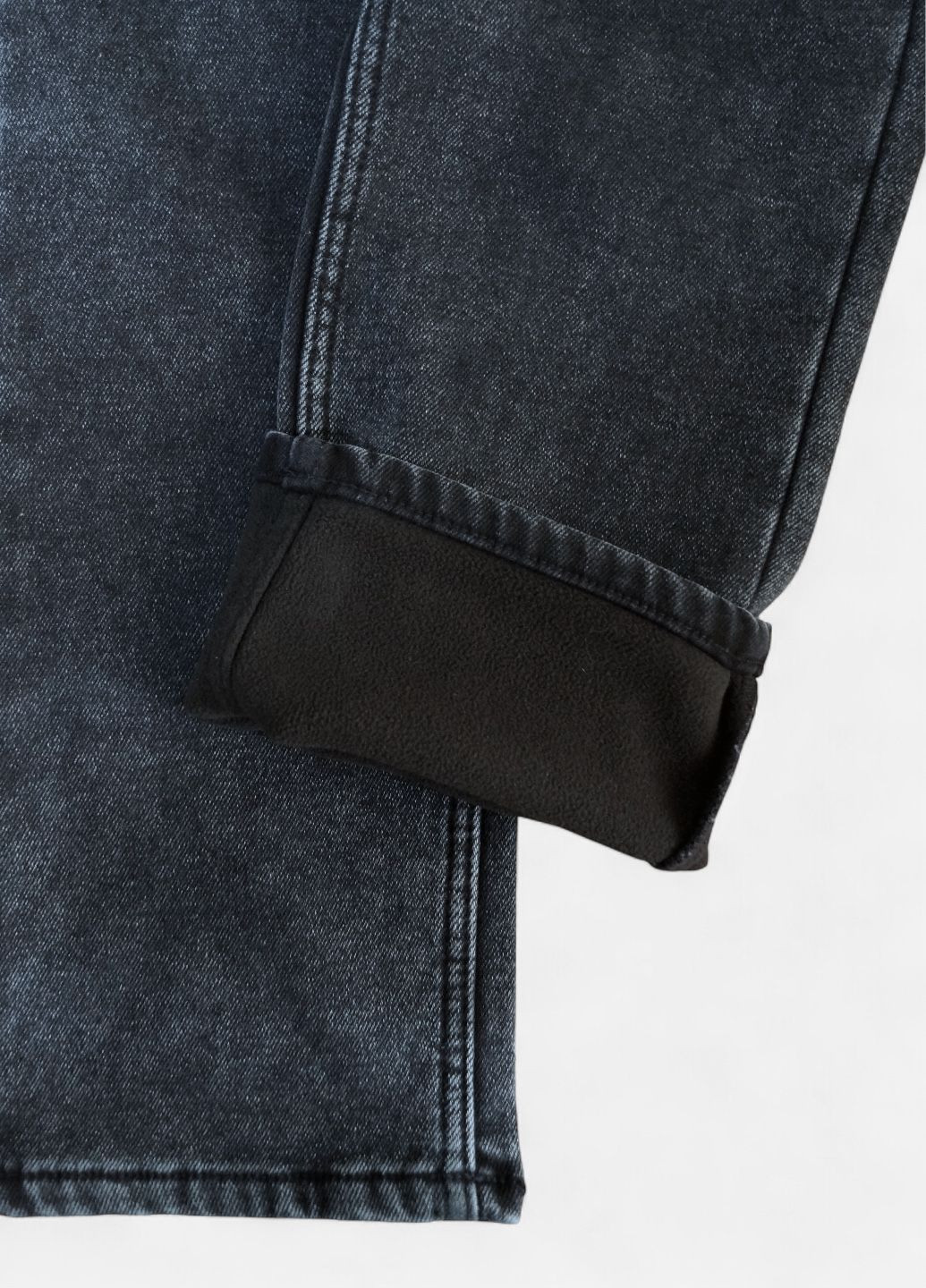 Серо-синие зимние прямые утеплённые мужские джинсы на флисе X hey