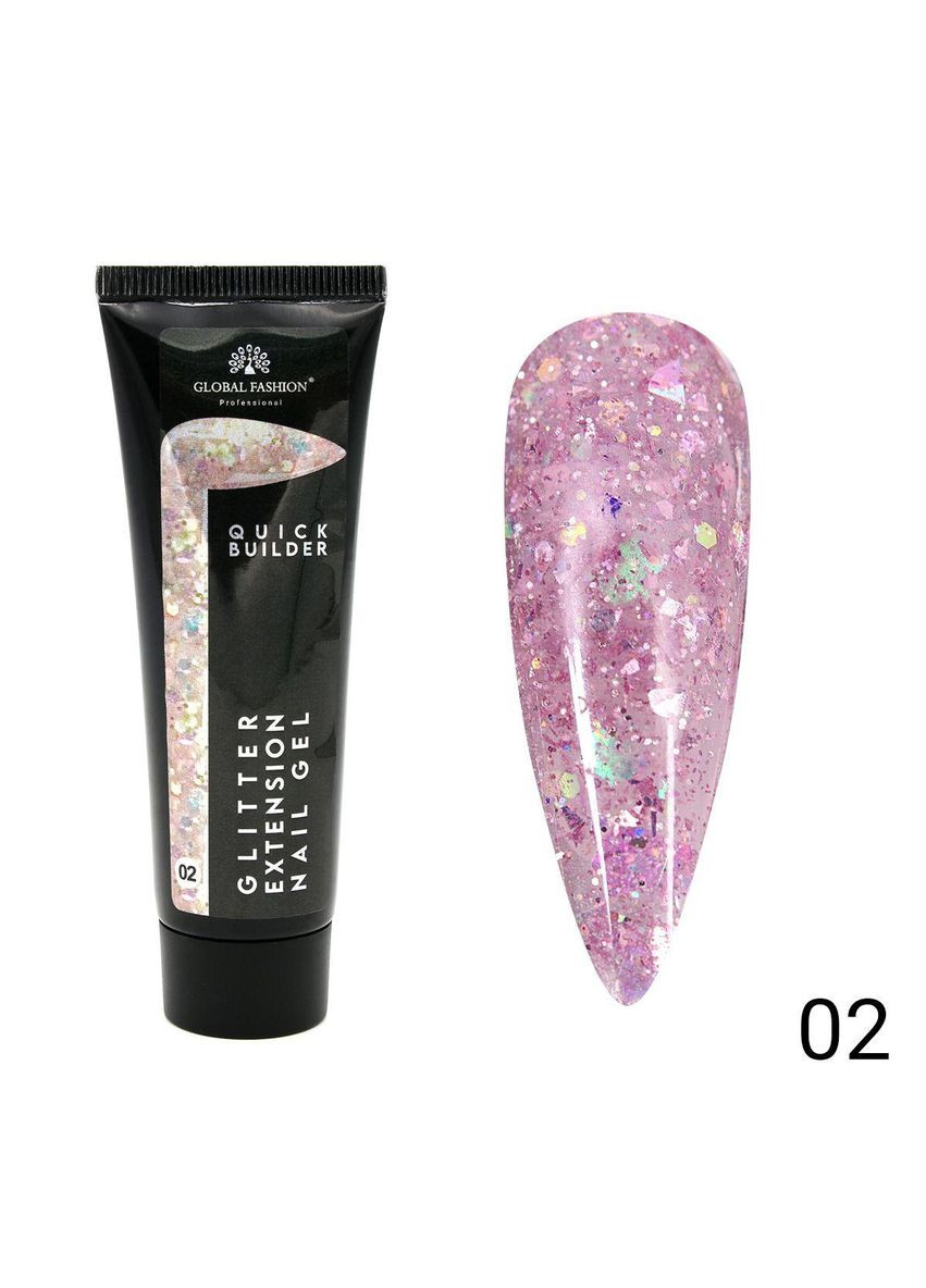 Полигель для наращивания ногтей с глитером 30 г №02 Plus-plus (352745069)