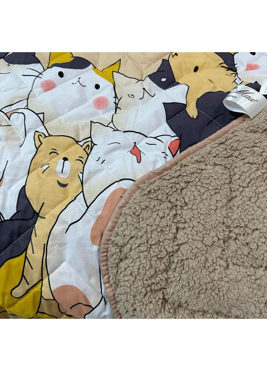 Дитяче покривало-ковдра "Sweet Dreams" (Коттон + Teddy Fur). 150х210 см Бежевого кольору з котами No Brand (368565104)