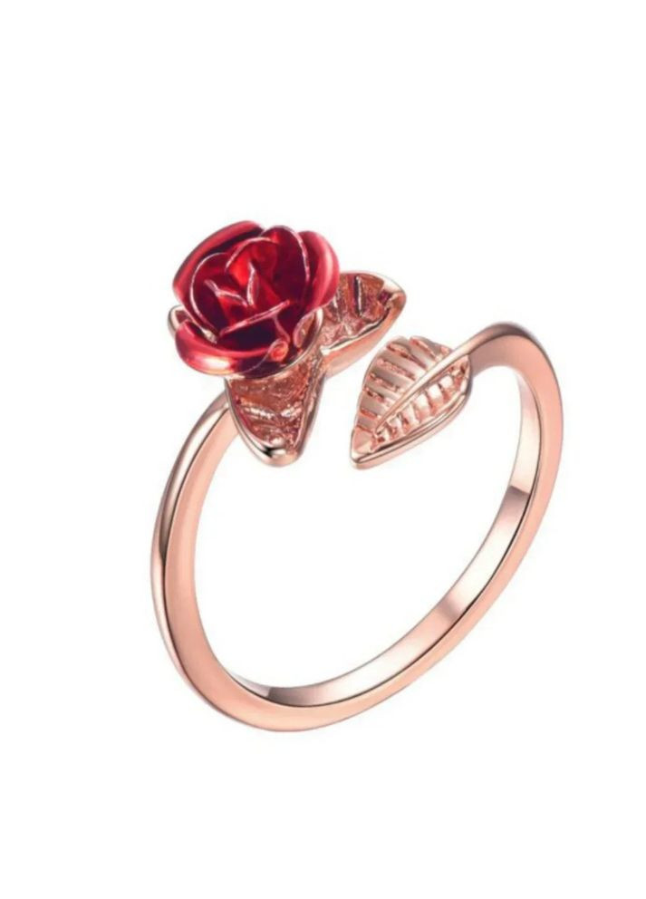 Жіноча каблучка у вигляді червоної троянди срібляста розмір 17 Fashion Jewelry (289355684)