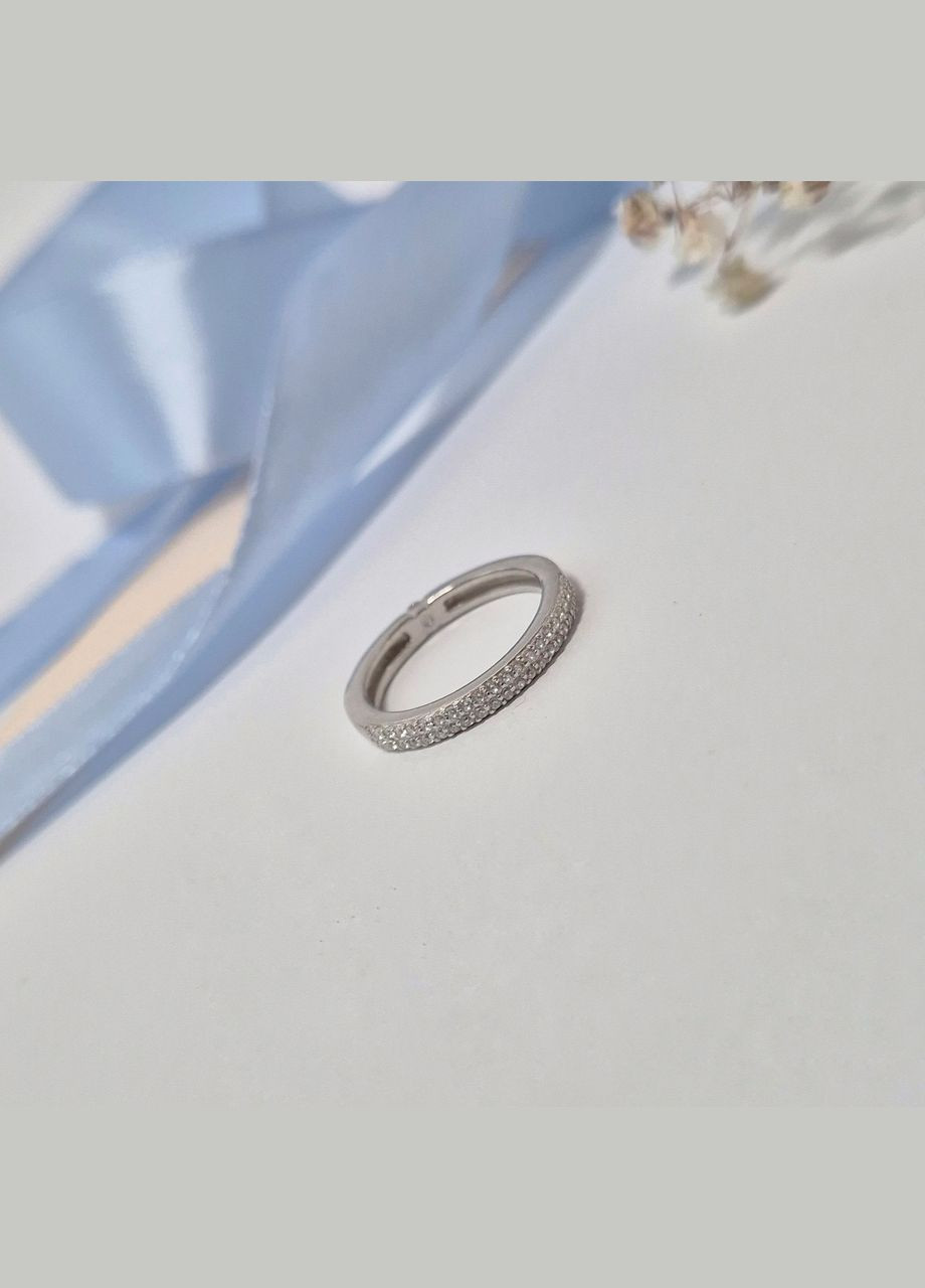 Серебряное Кольцо Двухстороннее с Белыми камнями размер серебро 925 пробы Родированное 1421 2.20г No Brand (313103499)