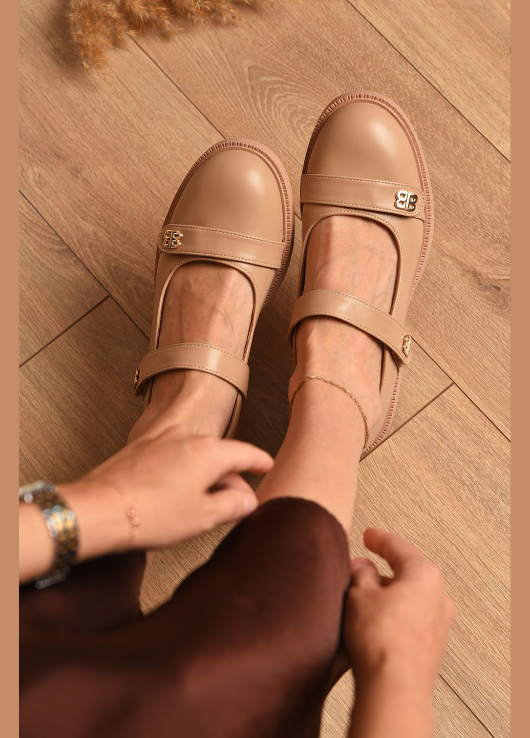 Let's Shop Туфли женские бежевого цвета лоферы бежевый з искусственная кожа, искусственный мех, украина — демисезон (345569318)