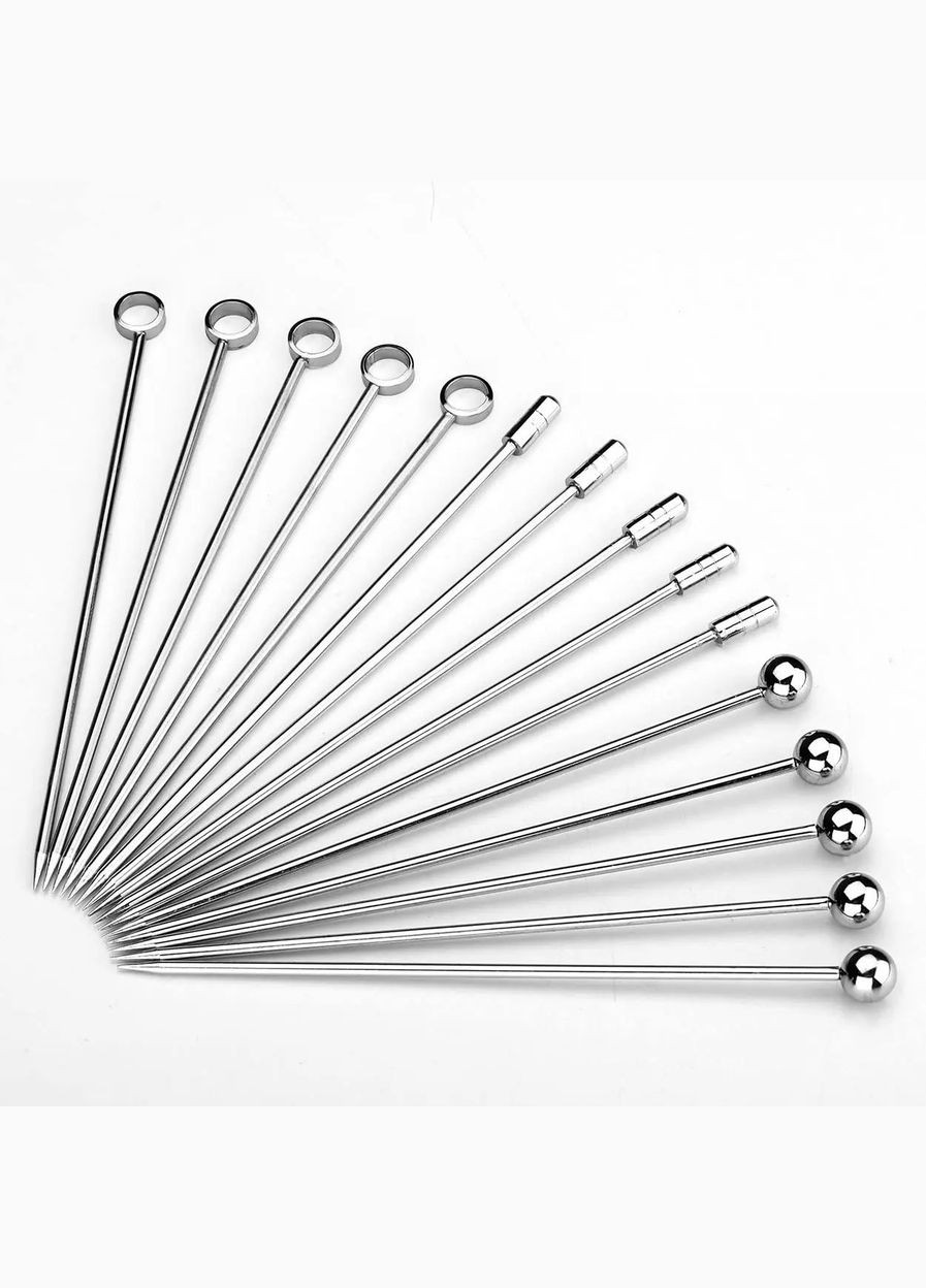 Набір металевих шпажок Bar House для коктейлю з кільце, куля, циліндр 15 шт. No Brand (340689280)