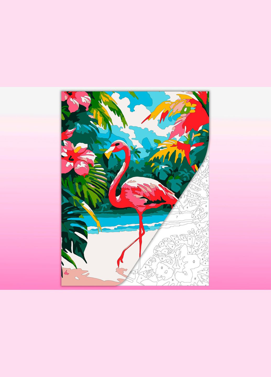 Розмальовка за номерами антистрес для дітей та дорослих "Фламінго в тропіках" No Brand (340461976)