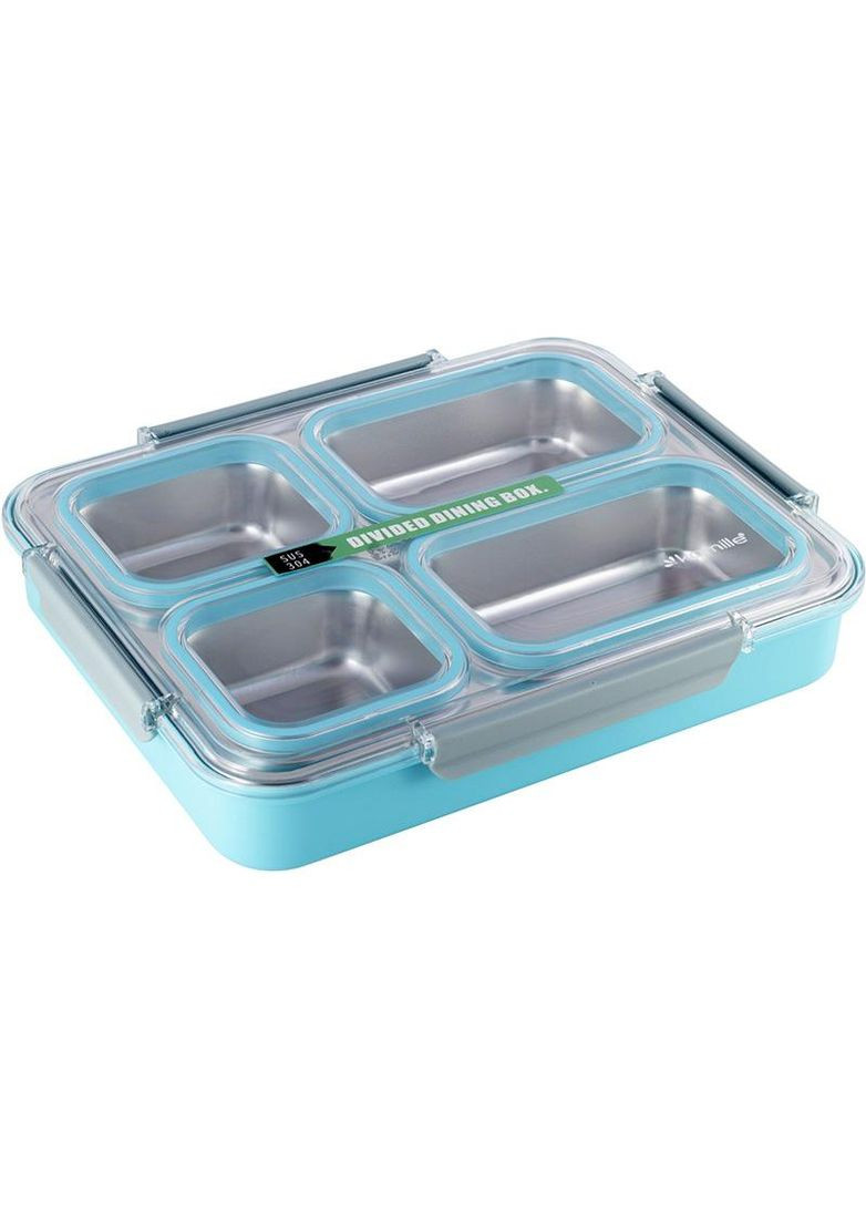 Ланч-бокс Snack 1800мл на 4 секции, пластик и нержавеющая сталь, голубой Kamille (372175249)