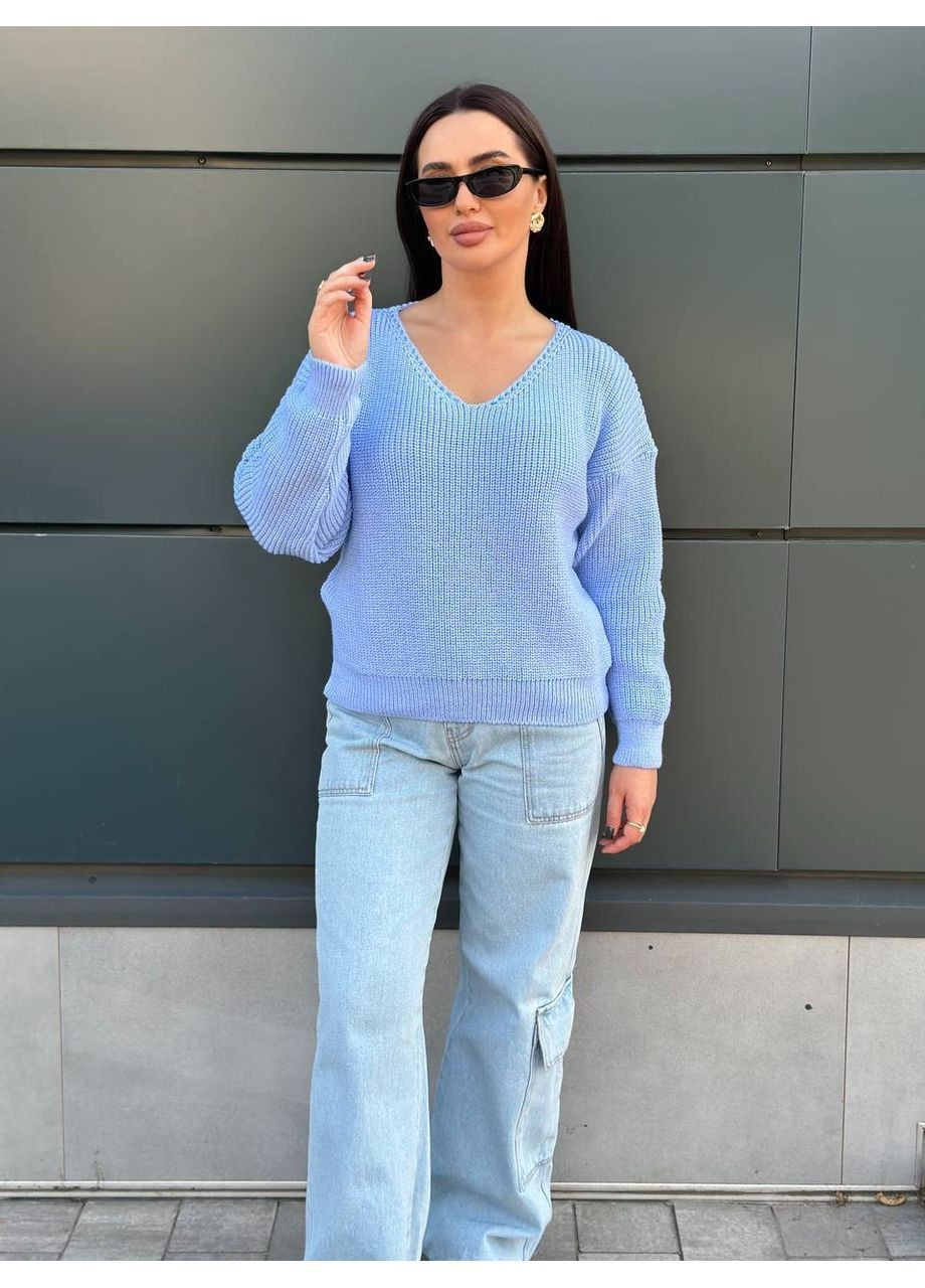 Блакитний демісезонний теплий жіночий светр джемпер No Brand