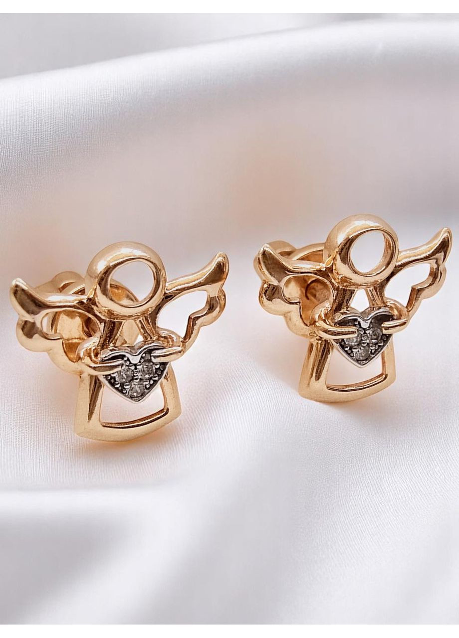 Золотые серьги-гвоздики «Ангелики» Столичная ювелирная фабрика 110582-1с Столична Ювелірна Фабрика (355795884)