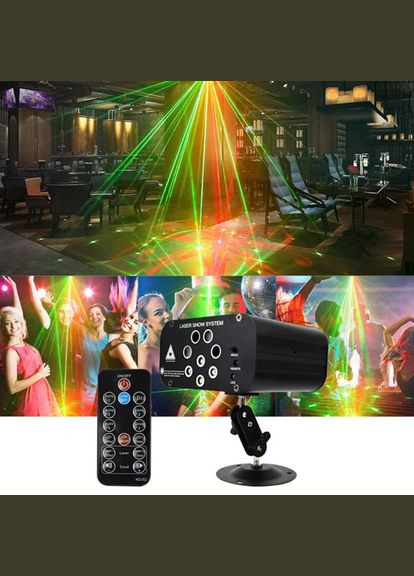 QR-409 LED 8 об’єктивів,128 візерунків, ефект спалаху, cвітломузика з пультом, лазерний диско проектор 360° Energolux (315922330)